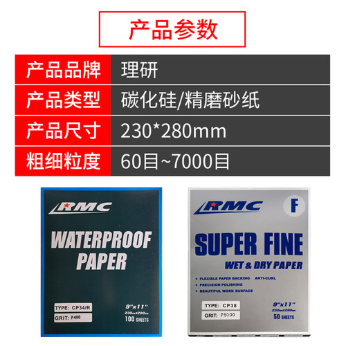理研RMC碳化硅砂纸日本水磨片打磨抛光CP34水砂纸干磨A4耐磨砂纸 - 图0