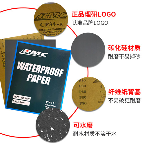 理研RMC碳化硅砂纸日本水磨片打磨抛光CP34水砂纸干磨A4耐磨砂纸 - 图1