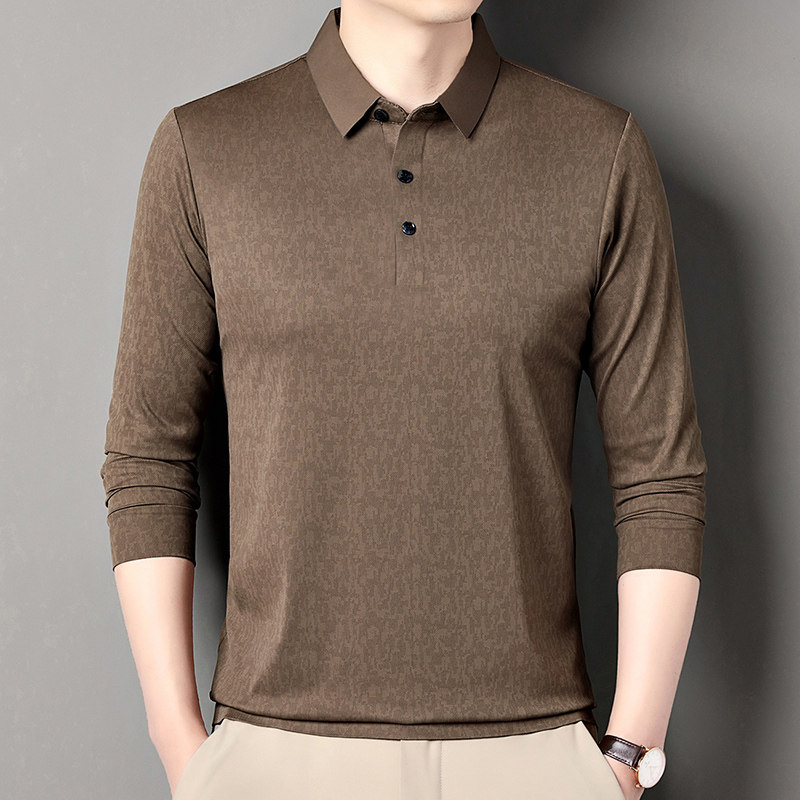 春秋季长袖T恤男士爸爸商务翻领Polo衫休闲宽松薄款印花打底上衣,淘宝优惠券,粉丝福利购,淘宝优惠卷