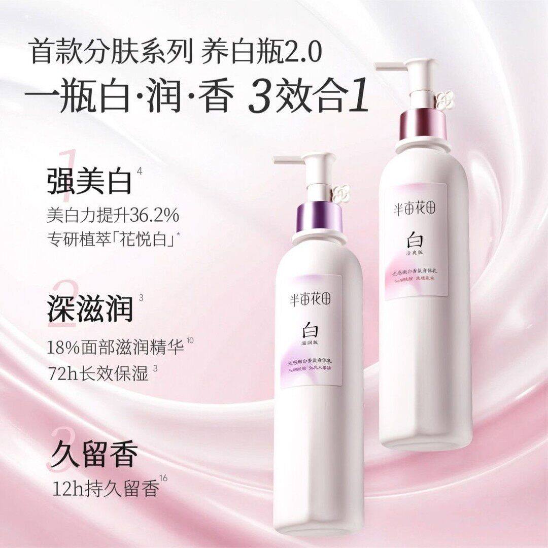 半亩花田美白身体乳250ml光感嫩白烟酰胺保湿滋润留香润肤乳