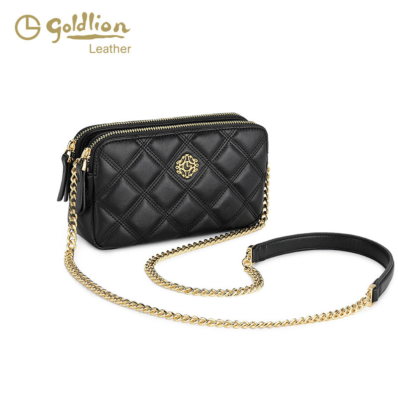 金利来真皮女包2025年新款时尚轻奢单肩包小香风百搭链条斜挎包潮,淘宝优惠券,粉丝福利购,淘宝优惠卷