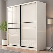 Nordic Bright Light Pushing Ramen Wardrobe Home Bedroom 2023 New Modern Minimalist Economy Type Sliding Door Big Closet