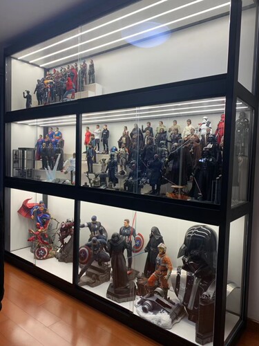 定做动漫手办展示柜模型兵人GK雕像高达乐高钢结构金属玻璃展柜 - 图0