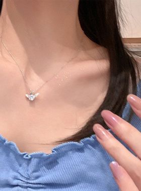 天使翅膀吊坠钛钢项链ins高级感