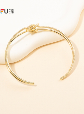 三福休闲金环织韵手镯单个 时尚简约个性首饰配饰手环853489