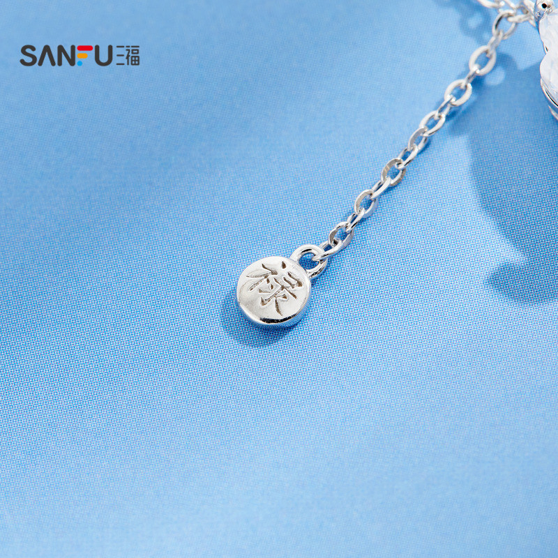 三福925银立体闪闪短项链单条 气质时尚首饰配饰链条851190,淘宝优惠券,粉丝福利购,淘宝优惠卷