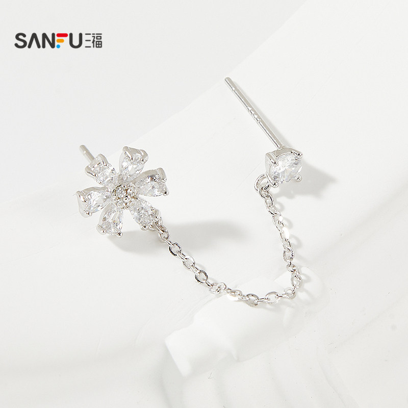 三福925银休闲时尚双耳洞耳钉单个 个性首饰配饰耳环845486,淘宝优惠券,粉丝福利购,淘宝优惠卷