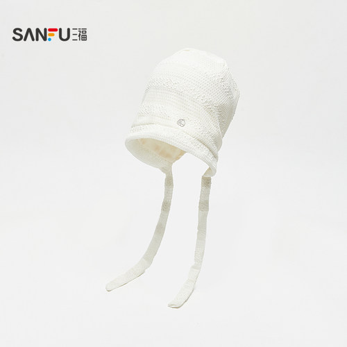 三福挂绳针织小标西瓜帽 休闲创意潮流服饰配件造型帽子854725 - 图1