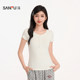 Sanfu ແມ່ຍິງ Summer Henley Collar ເສື້ອທີເຊີດແຂນສັ້ນຄົນອັບເດດ: ຄົນອັບເດດ: ງ່າຍດາຍ Casual Slim ດຽວທາງເທີງ 524694