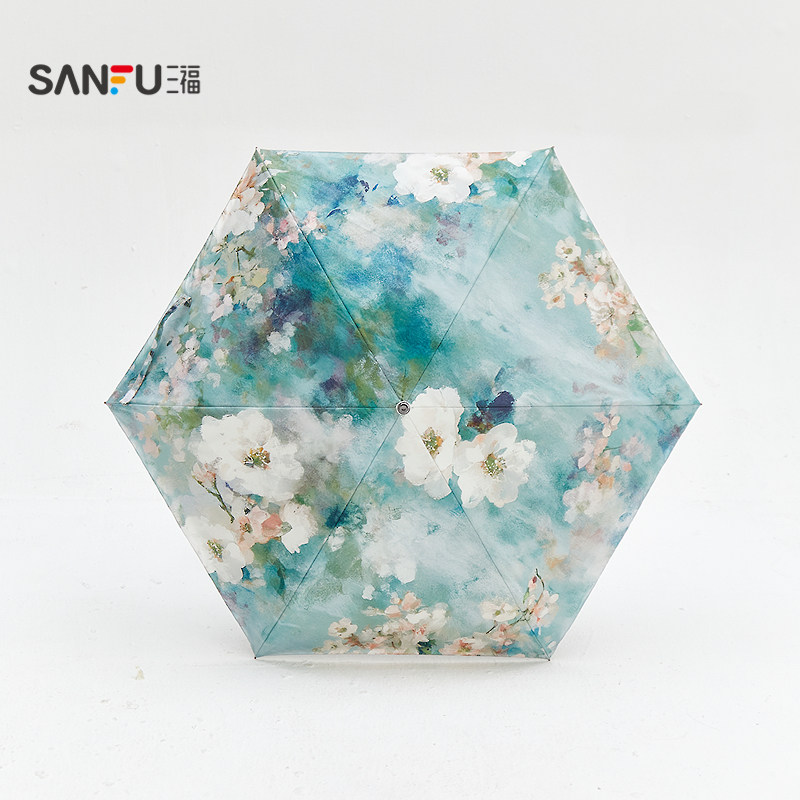 Sanfu double-layer texture 50% fold umbrella new Chinese style daily use sunny or rainy parasol 852704