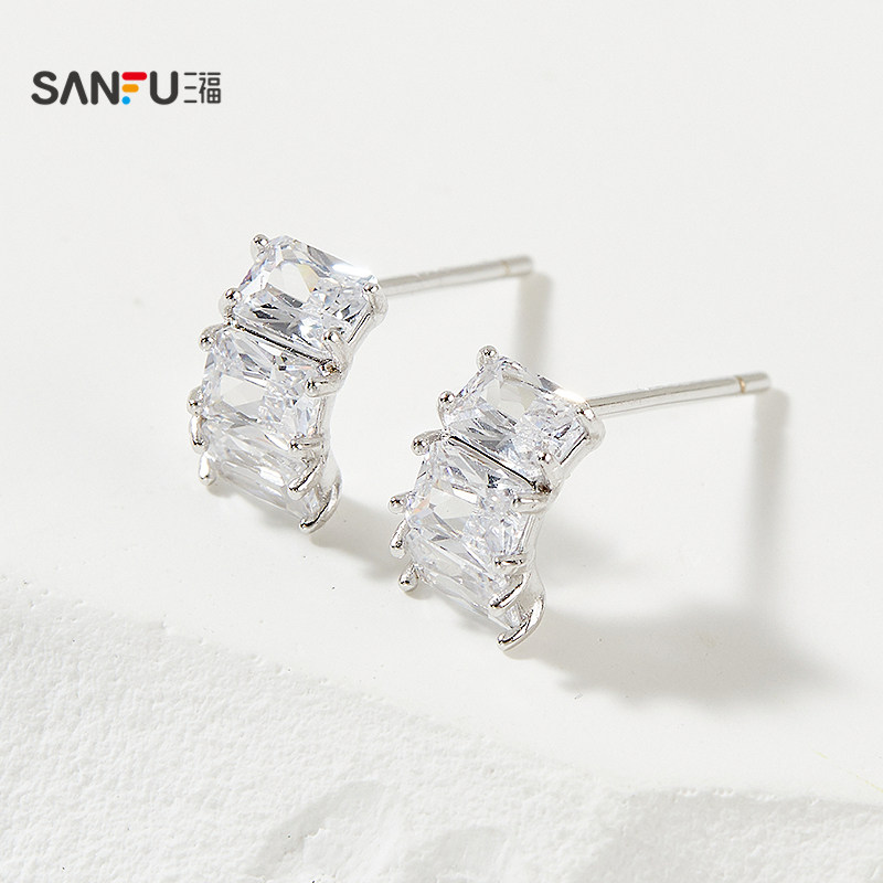 三福925银闪耀耳钉一对 气质时尚氛围感首饰配饰耳环845427,淘宝优惠券,粉丝福利购,淘宝优惠卷