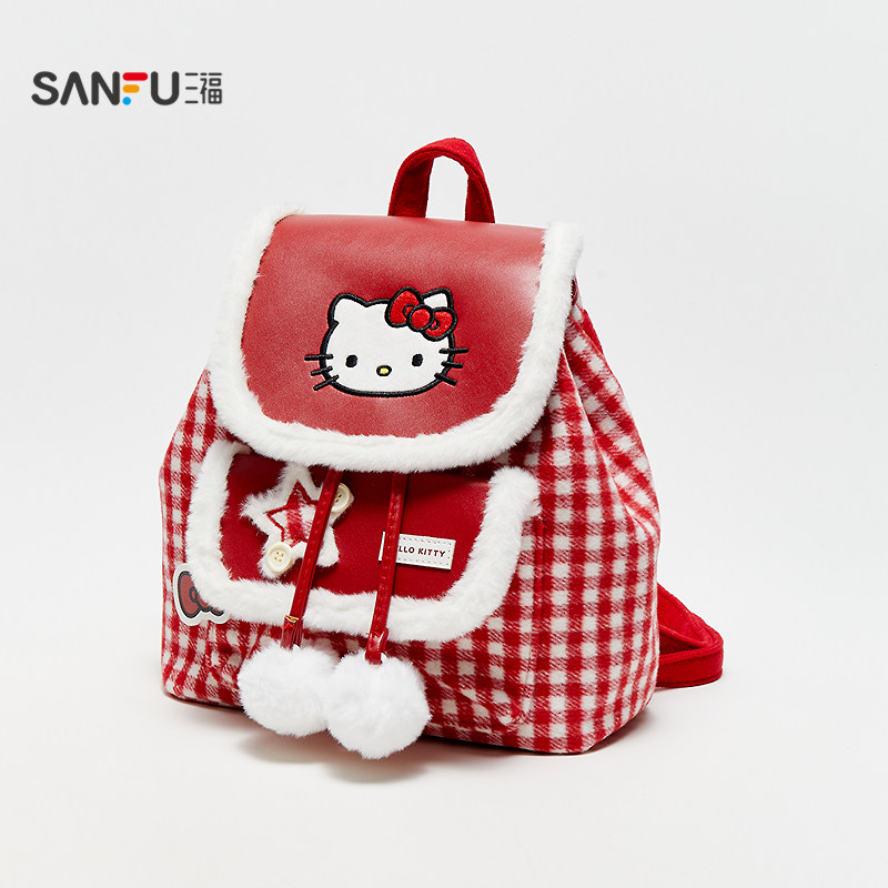 三福三丽鸥毛绒双肩包装饰袋 趣味日用生活好物包包背包 850077,淘宝优惠券,粉丝福利购,淘宝优惠卷