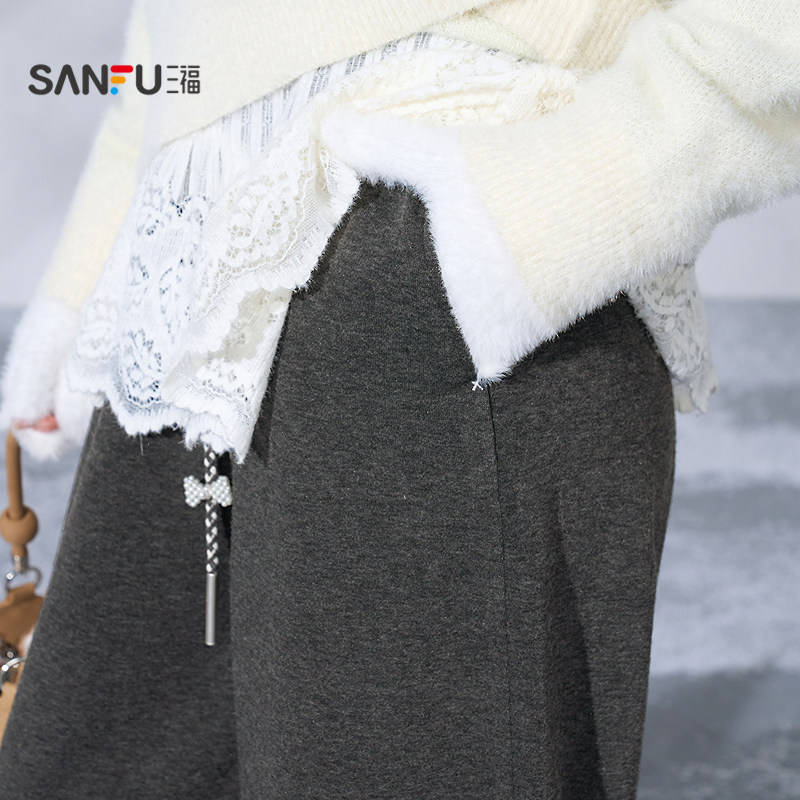 三福休闲裤2025新款冬季爱心蝴蝶结弯刀裤子宽松糯米裤女装512026,淘宝优惠券,粉丝福利购,淘宝优惠卷