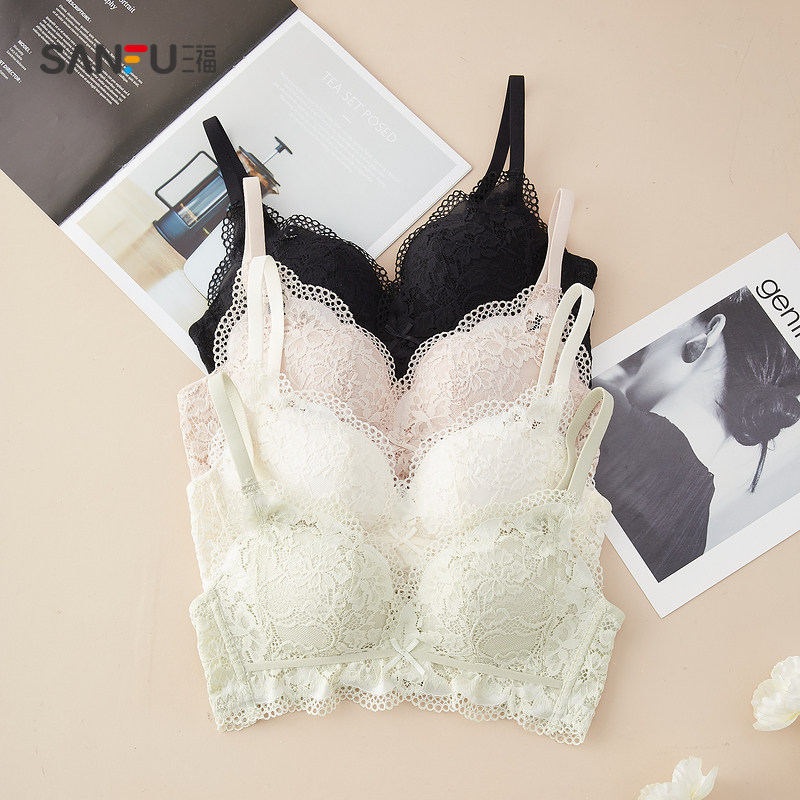 三福2022新款夏季小胸聚拢蕾丝文胸 三福服饰文胸