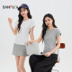 ເສື້ອຍືດແຂນສັ້ນ Sanfu slim ສີແຂງຂອງແມ່ຍິງ 2026 ລະດູຮ້ອນໃຫມ່ ເສື້ອທີເຊີດຄໍ raglan ແບບງ່າຍດາຍສໍາລັບແມ່ຍິງ
