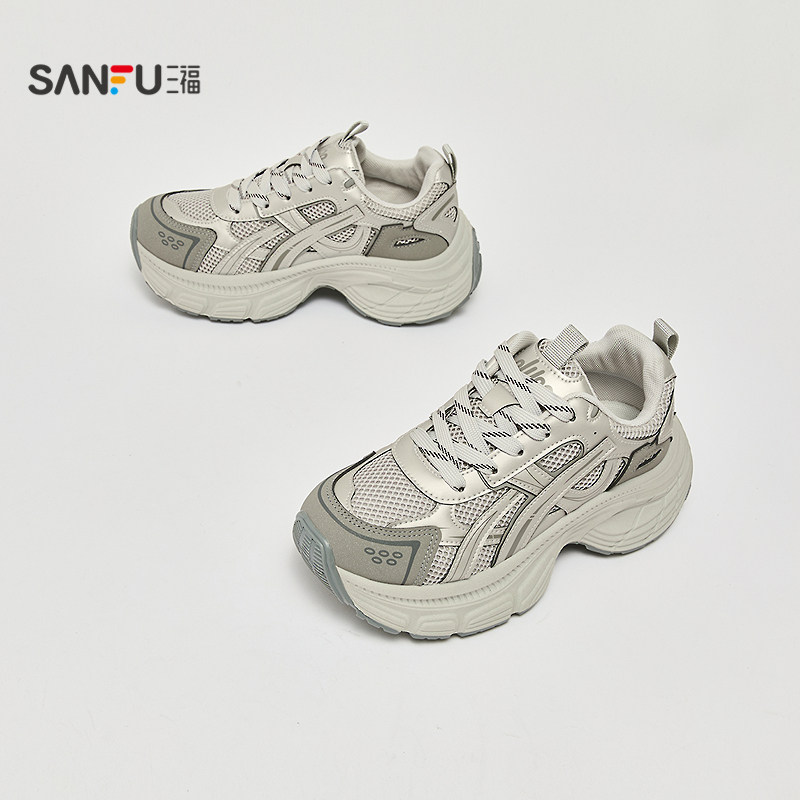 三福女运动鞋春季轻机能街头风透气网孔厚底老爹鞋女鞋852161,淘宝优惠券,粉丝福利购,淘宝优惠卷