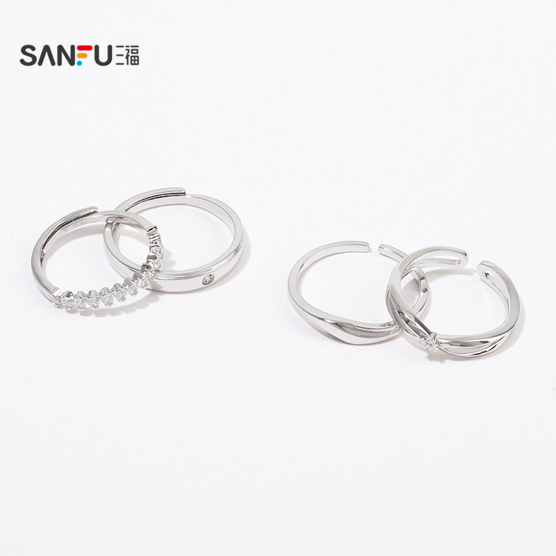 三福休闲情侣戒指对装 时尚潮流小众设计感首饰配饰指环847451 - 图3