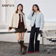 Sanfu cotton coat and cotton clothes for women 2025 winter contrasting corduroy cotton jacket diamond lattice loose jacket women's clothing 845249