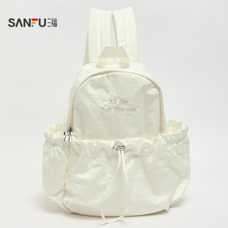 Sanfu Backpack Girls Sports Style Fresh Large Capacity Backpack Drawstring Nylon Women's Bag 522640