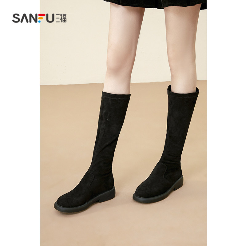 三福长筒过膝靴冬季治愈系列女鞋 三福服饰时装靴