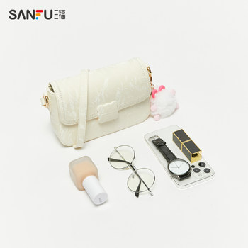ຖົງບ່າ Sanfu ສໍາລັບແມ່ຍິງພາກຮຽນ spring ຄວາມປາດຖະຫນາອັນບໍລິສຸດຖົງແບບເກົາຫຼີສະທ້ອນໃຫ້ເຫັນ velvet armpit bag cute plush commuting square bag 483025