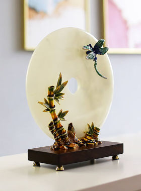 瑞家禾玉石扣新中式家居摆件客厅书房博古架软装饰品办公室摆设送