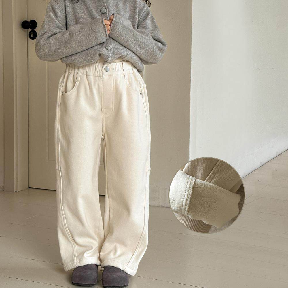 女童加绒裤子新款儿童白色加厚阔腿直筒裤冬季中大童一体绒牛仔裤,淘宝优惠券,粉丝福利购,淘宝优惠卷