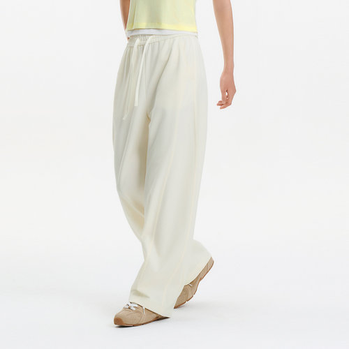 森马休闲裤女夏凉感宽松分割弧形锥形裤简约ins潮时尚百搭拖地裤 - 图1