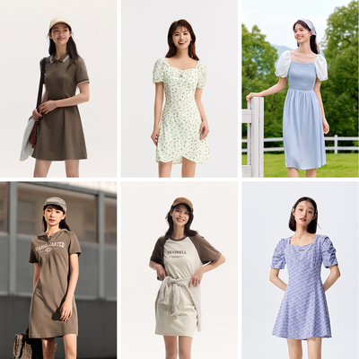 森马复古修身连衣裙合集