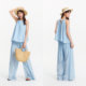 Semir suspender wide leg pants imitation linen texture suit for women