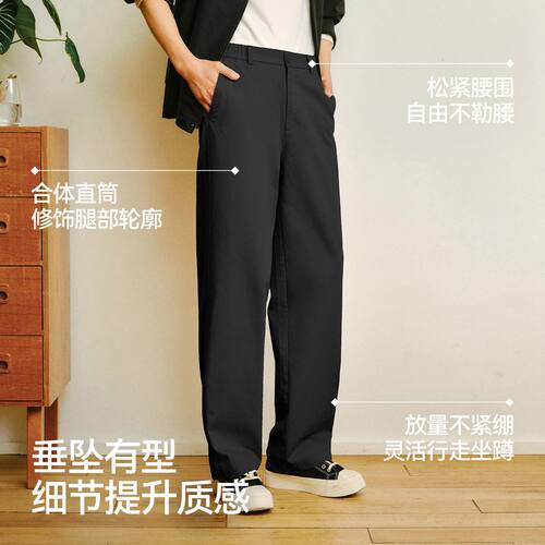 王安宇同款森马宽松直筒裤春夏薄款cleanfit裤子百搭纯棉休闲裤男 - 图2