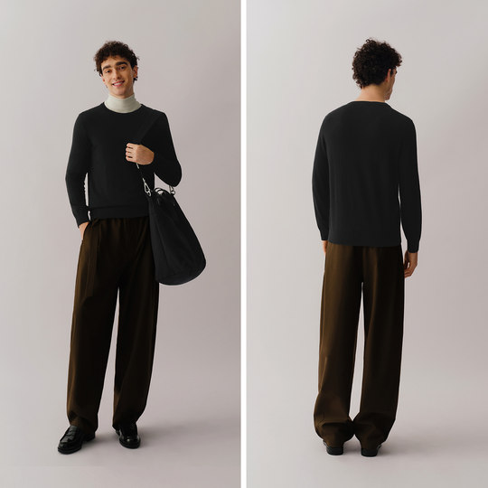 Semirco machine-washed cardigan solid color base sweater men