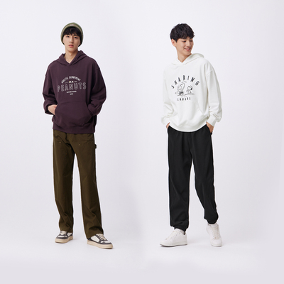 森马情侣装史努比复古连帽卫衣男