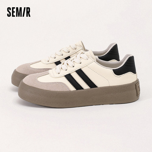 Semir男鞋德训鞋男款2025秋冬新款情侣百搭板鞋休闲厚底小白鞋女 - 图0