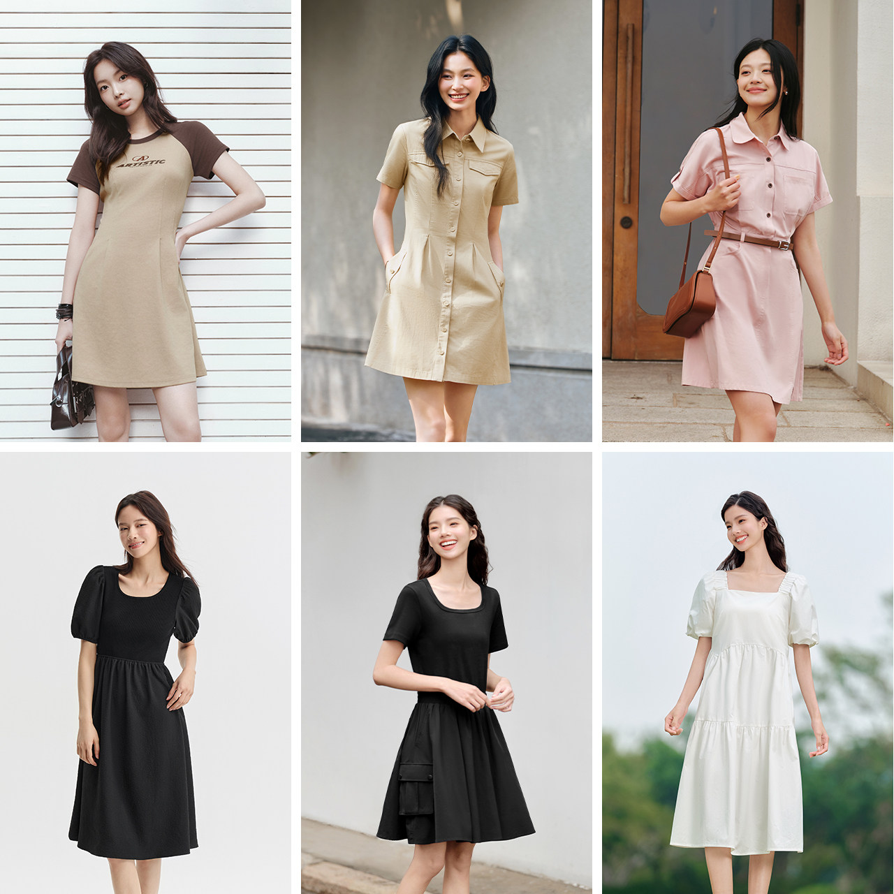 Semir/森马森马连衣裙女收腰修身显瘦chic复古夏季撞色polo领短裙