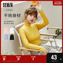 Senmar Beating Bottom Blouse Lady Spring Autumn And Half High Collar Underwear Fashion Long Sleeve T-shirt Grindé Hitch Bottom Blouse