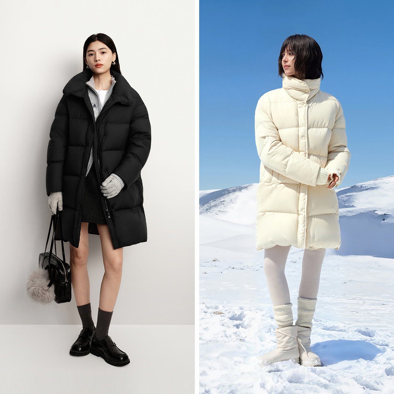 鹅绒|森马羽绒服女冬长款90绒子立领oversize三防2025新款面包服