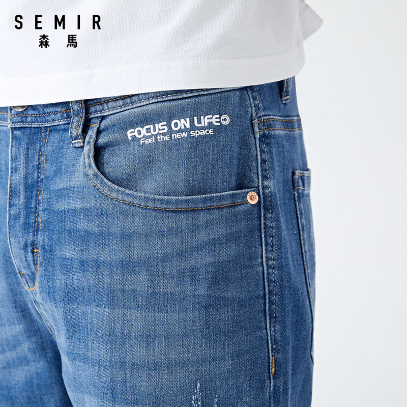 森马2020夏季新款牛仔男生破洞短裤 森马牛仔裤