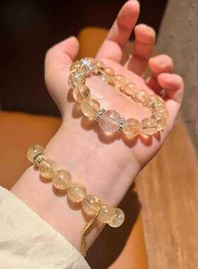 白醒狮人造黄阿塞招财转运手串白醒狮水晶手链小众设计高级感女