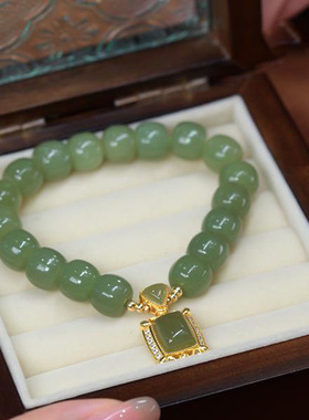 新款如日方升天然仿和田玉手串复古典雅小众设计感手链七夕礼物送
