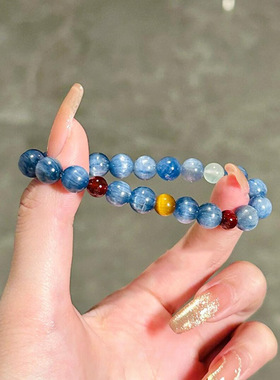 「远黛青山」新中式石仿榴石蓝晶石手串独特复古叠戴闺蜜送礼物手