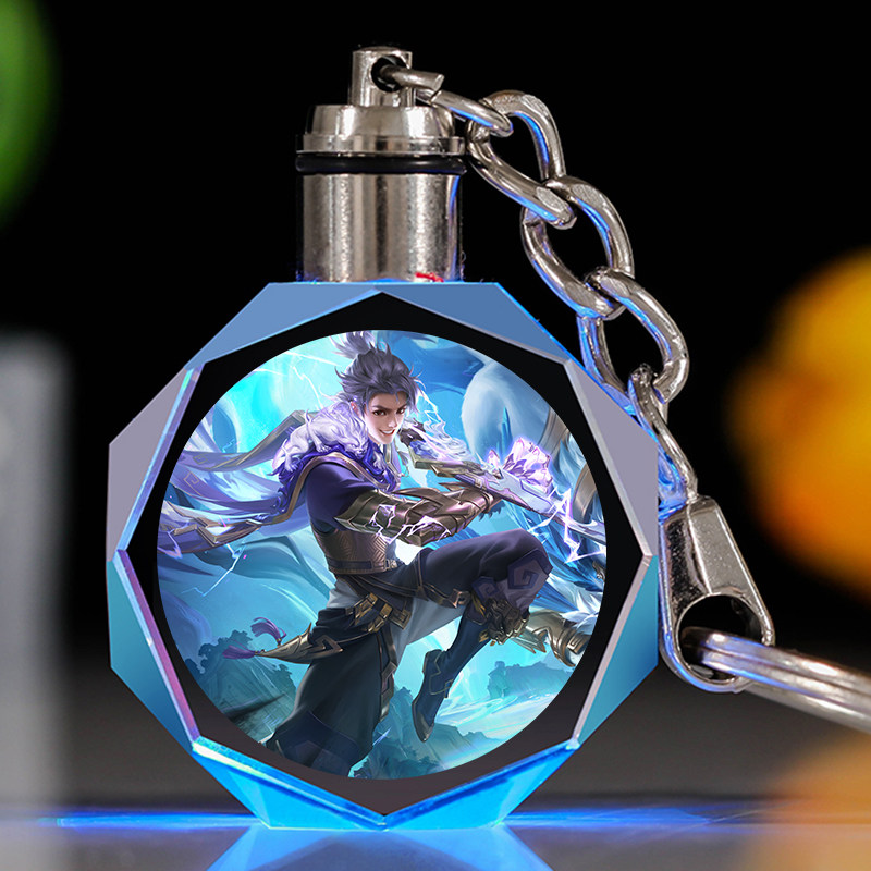 王者荣耀水晶王者荣耀水晶钥匙扣定制生日礼物发光书包挂件卡通动漫电玩小子