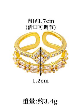 越南沙金镶锆开口戒指女