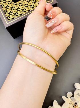 素圈刻字双圈越南古法沙金手镯设计感轻奢高级感大气百搭久不掉色