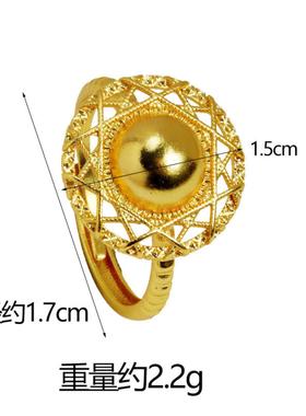 国潮古法沙金星盘活口戒指女款