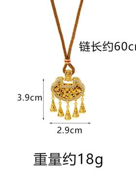 越南沙金镂空花丝项链女