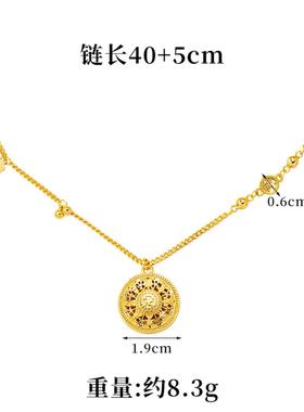 福字罗盘锁骨链女沙金复古