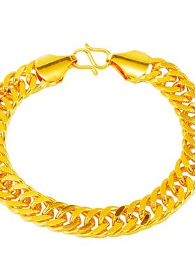 仿24k黄金双扣复古沙金手链