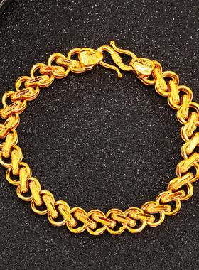 仿24K黄金麻花老板链男女手饰