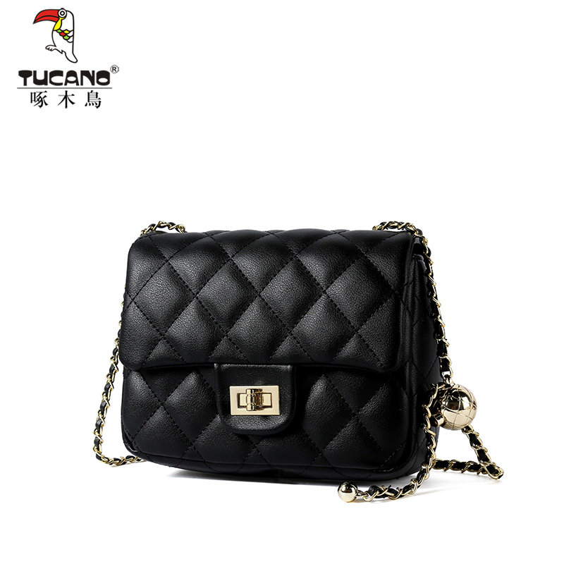 啄木鸟真皮2023新品春夏季链条包 啄木鸟女士包袋